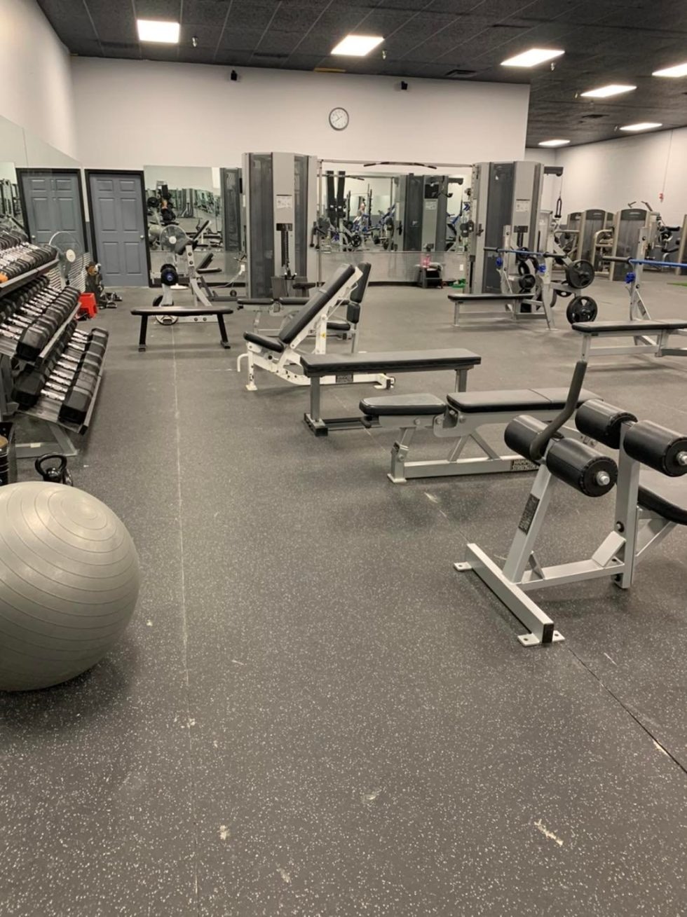Resistance machines on the gym floor